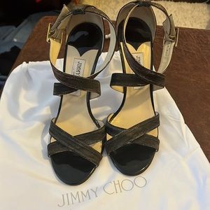 NEW Jimmy Choo Lottie Heel Size 41 black and gold